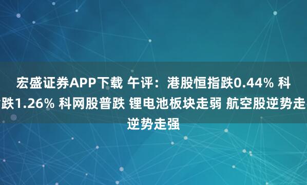 宏盛证券APP下载 午评：港股恒指跌0.44% 科指跌1.26% 科网股普跌 锂电池板块走弱 航空股逆势走强