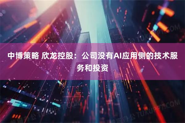 中博策略 欣龙控股：公司没有AI应用侧的技术服务和投资